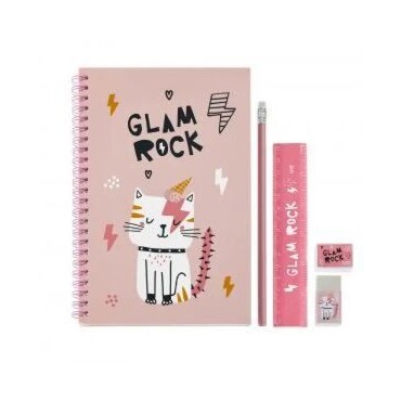 Cuaderno Espiral A5 + Estuche Contenido Glam Rock Mr