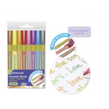 SET 8 ROTULADORES BICOLOR ORO+NEON PASTEL