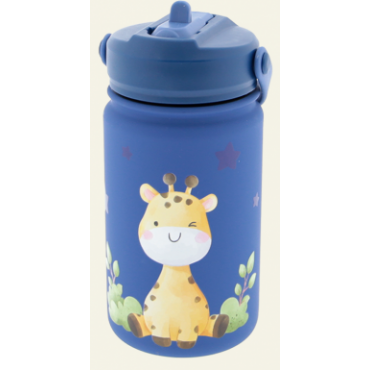 Botella termica con adaptador infantil 330ml dark blue wild animals