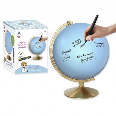 Globo azul firmas niño...
