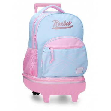 Mochila escolar compacta con ruedas desmontable 2 compartimentos Reebok Monroe Azul Claro