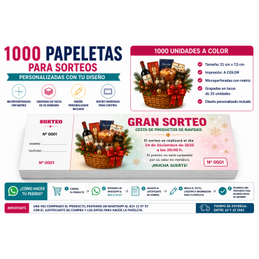 Papeletas para sorteos 1000...